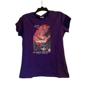 NWOT Port and Company Women's Purple T Shirt Fly to the Caribbean Pan Am Sz M
